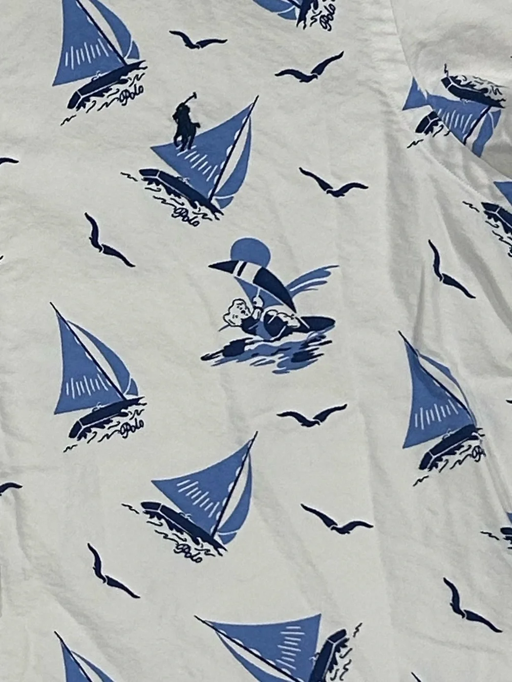 Polo Ralph Lauren Classic Fit Polo Bear button down Oxford Shirt sailboat print